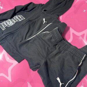 Puma Kids Black 2-Piece Sweatsuit Set | Zip-Up Hoodie & Sweats (Size 6)